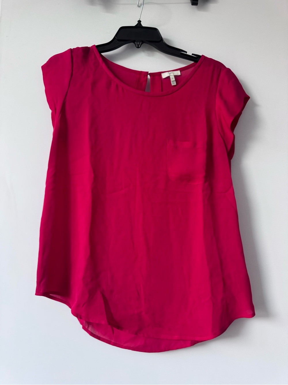 Joie Bright Fuchsia Short Sleeve Scoop Neck Blouse